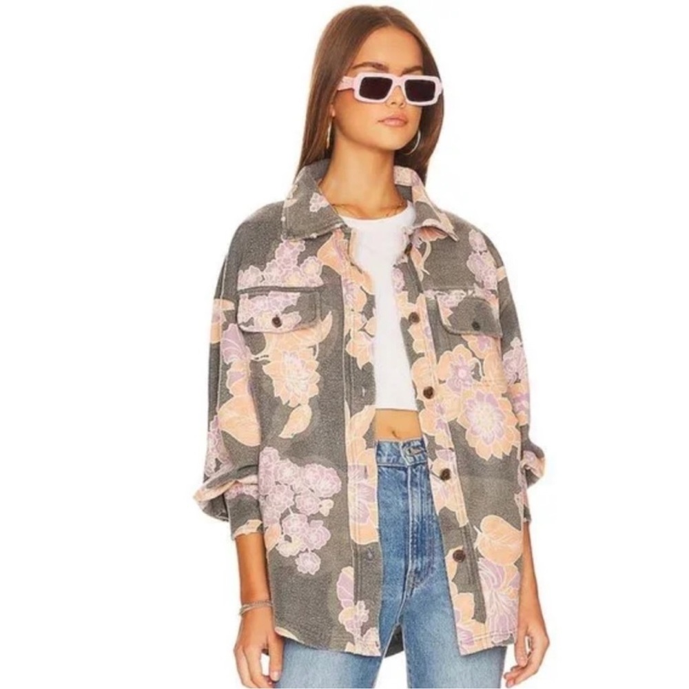 Free People We The Free Printed Ruby Jacket In Charcoal Combo
